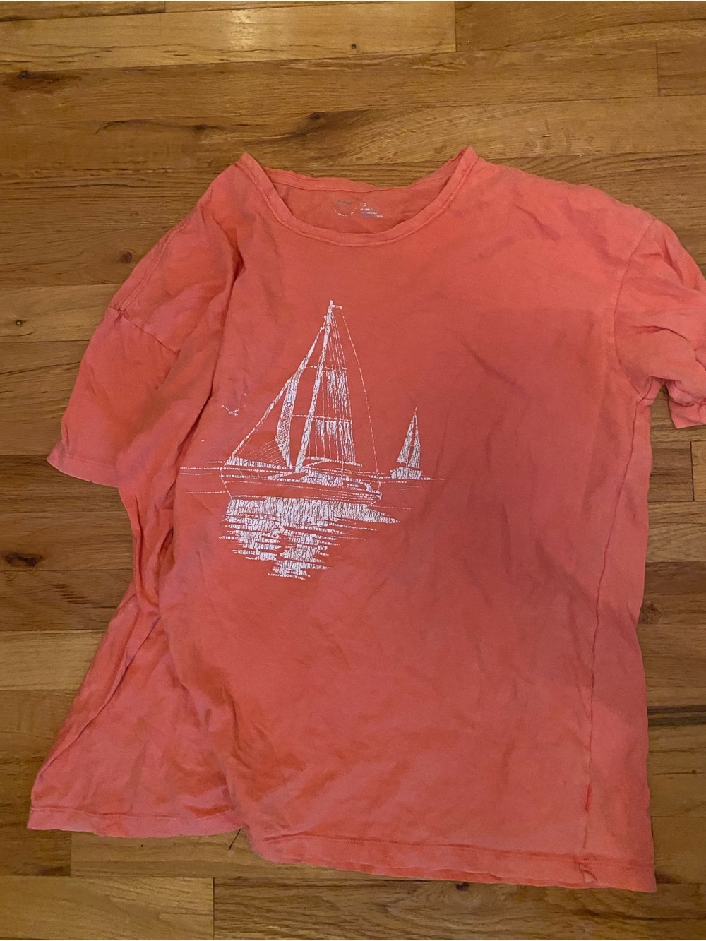 Womans Coral Sailboat Graphic Tee
